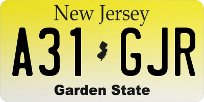 NJ license plate A31GJR