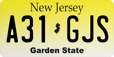 NJ license plate A31GJS