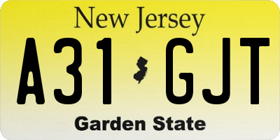 NJ license plate A31GJT