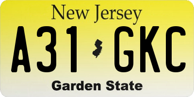 NJ license plate A31GKC