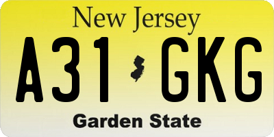 NJ license plate A31GKG