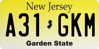 NJ license plate A31GKM