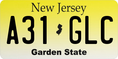 NJ license plate A31GLC