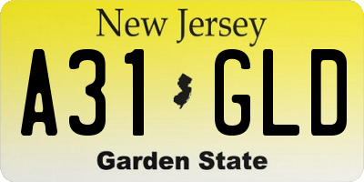 NJ license plate A31GLD