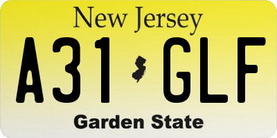 NJ license plate A31GLF