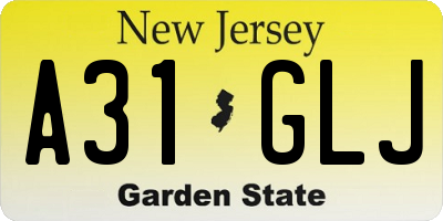 NJ license plate A31GLJ