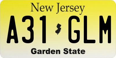 NJ license plate A31GLM