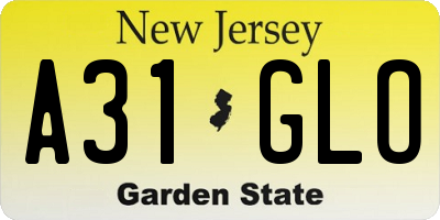 NJ license plate A31GLO