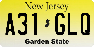 NJ license plate A31GLQ