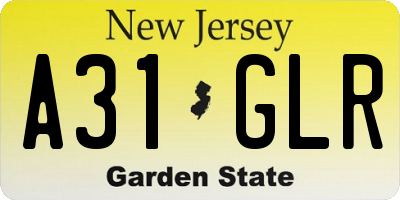 NJ license plate A31GLR