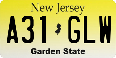 NJ license plate A31GLW