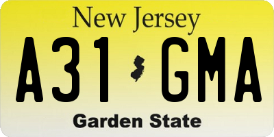 NJ license plate A31GMA