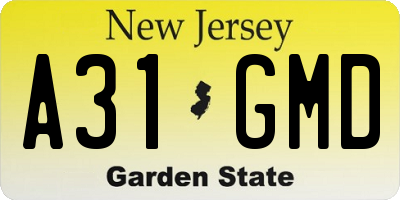 NJ license plate A31GMD