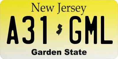 NJ license plate A31GML