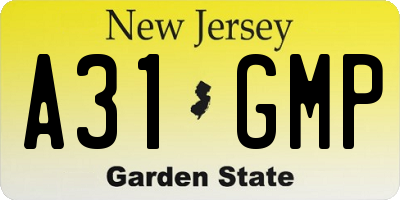 NJ license plate A31GMP