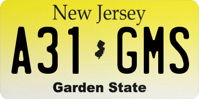 NJ license plate A31GMS