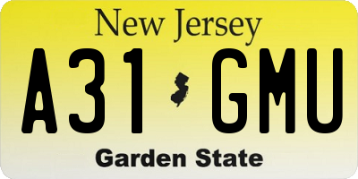 NJ license plate A31GMU