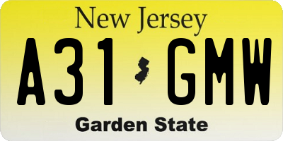 NJ license plate A31GMW