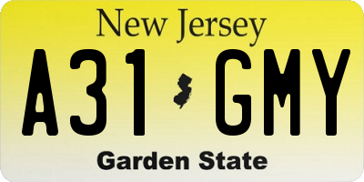 NJ license plate A31GMY