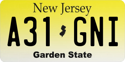NJ license plate A31GNI