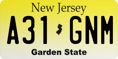 NJ license plate A31GNM