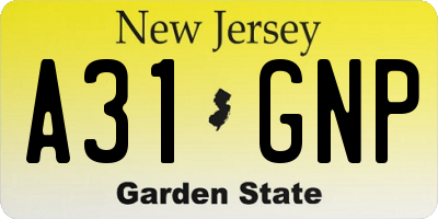 NJ license plate A31GNP