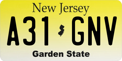 NJ license plate A31GNV