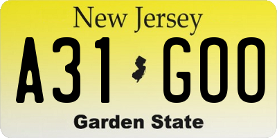 NJ license plate A31GOO