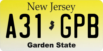 NJ license plate A31GPB
