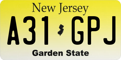 NJ license plate A31GPJ