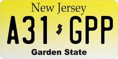 NJ license plate A31GPP