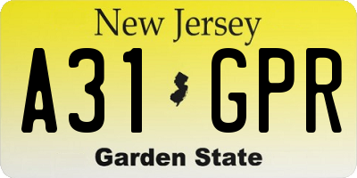 NJ license plate A31GPR