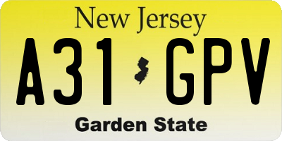 NJ license plate A31GPV