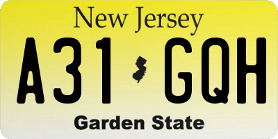 NJ license plate A31GQH