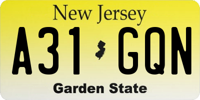 NJ license plate A31GQN
