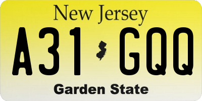 NJ license plate A31GQQ