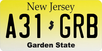 NJ license plate A31GRB