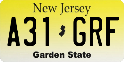 NJ license plate A31GRF
