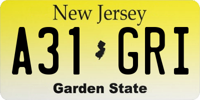NJ license plate A31GRI