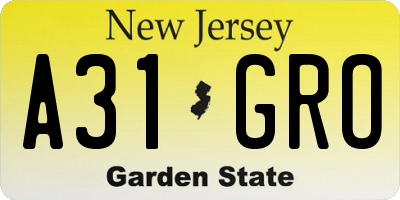 NJ license plate A31GRO