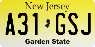 NJ license plate A31GSJ