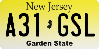 NJ license plate A31GSL