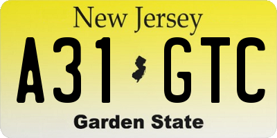 NJ license plate A31GTC