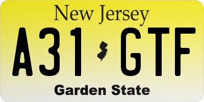 NJ license plate A31GTF