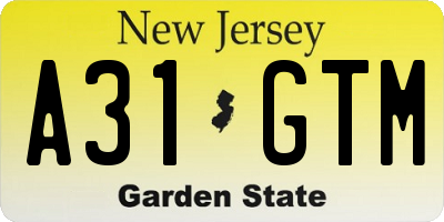 NJ license plate A31GTM