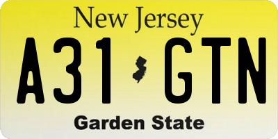 NJ license plate A31GTN