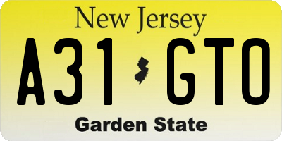 NJ license plate A31GTO