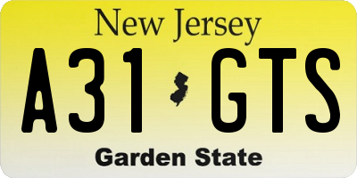 NJ license plate A31GTS