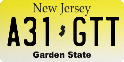 NJ license plate A31GTT
