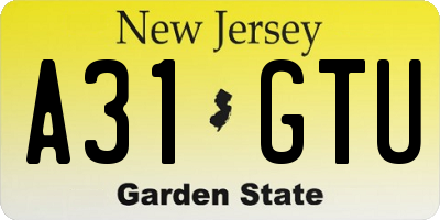 NJ license plate A31GTU